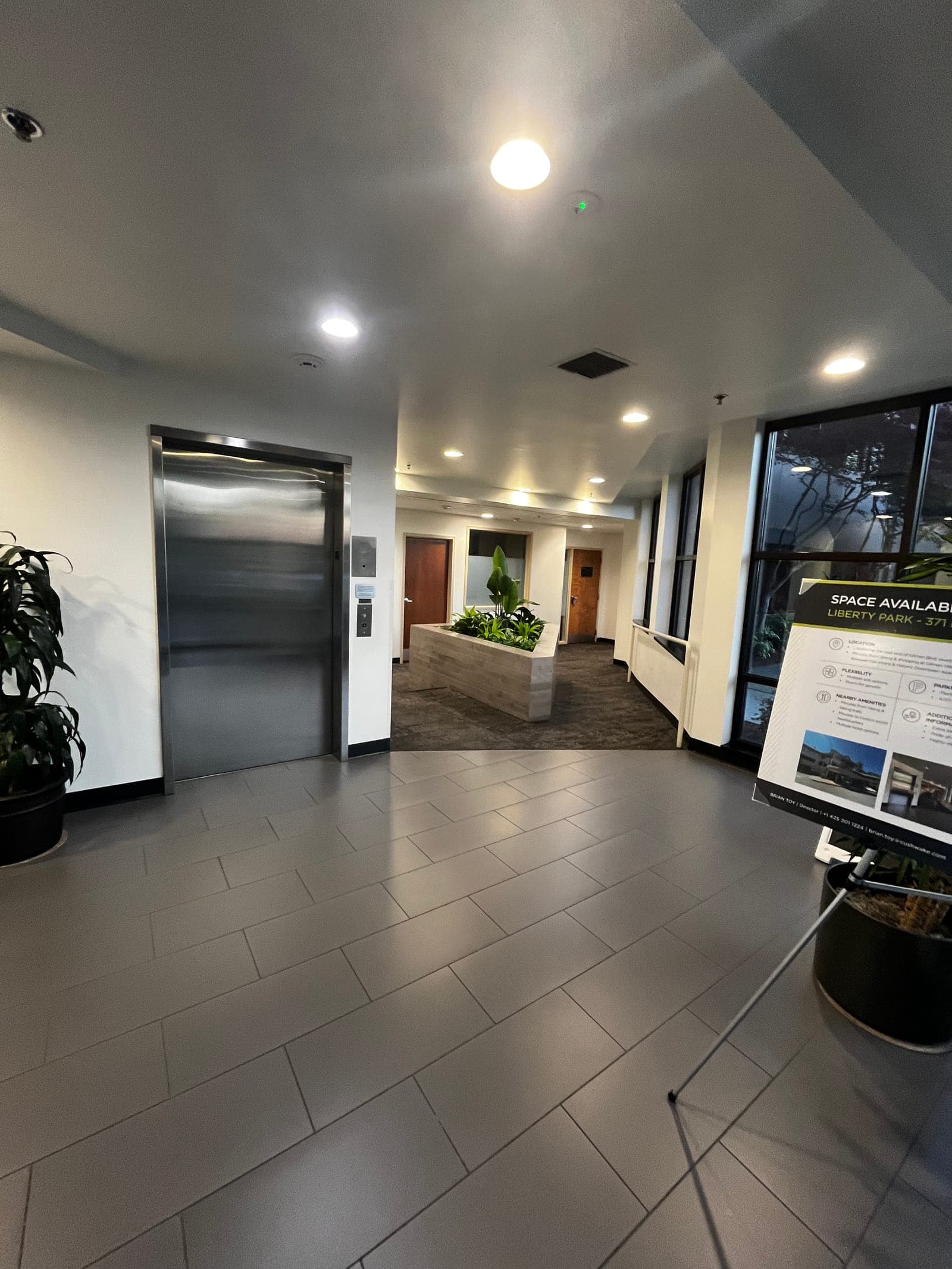 Building lobby and elevator